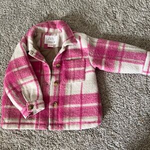 Zara Pink and White Checkered Jacket